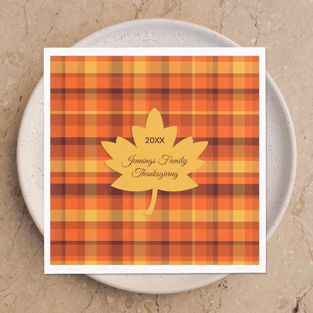 Thanksgiving Plaid Maple Pappersservett (Skapare uppladdad)