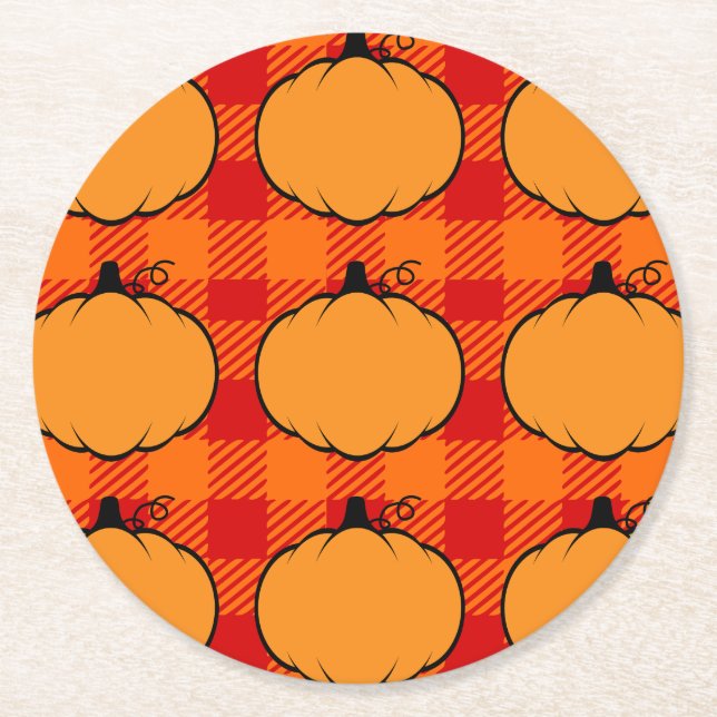 Thanksgiving Play Pumpkin Teckning Underlägg Papper Rund (Framsidan)