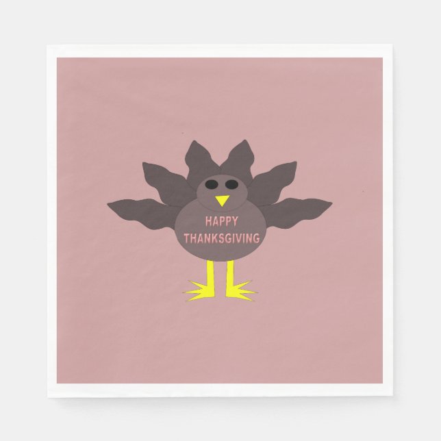 Thanksgiving Pluckat Turkey Cocktail Napkins Pappersservett (Framsidan)