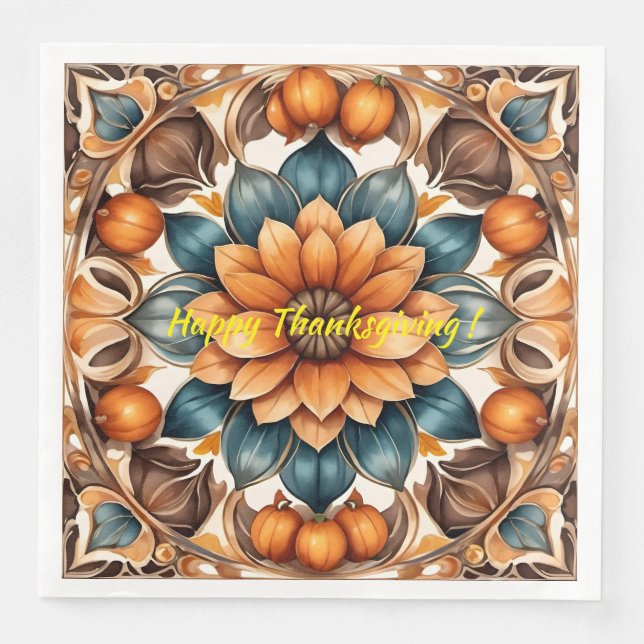 Thanksgiving Popular Pumpkin-höstsamling Pappersservett (Framsida)