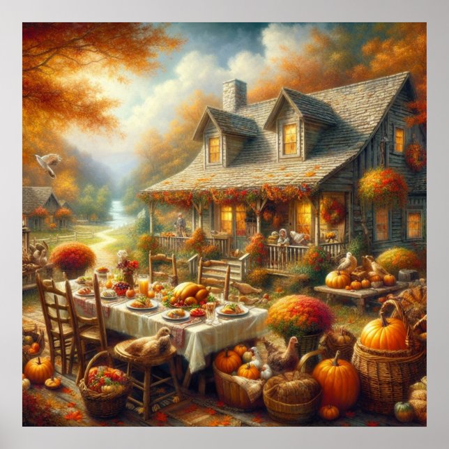 Thanksgiving - Poster av middag (Framsidan)