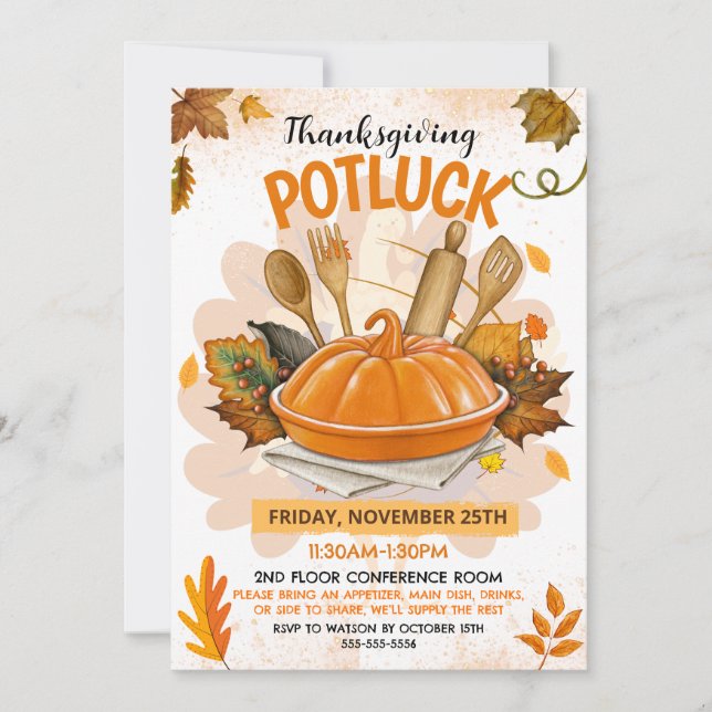 Thanksgiving Potluck Invitation Inbjudningar (Framsida)