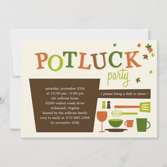 Thanksgiving Potluck Party-inbjudan Inbjudningar (Framsida)