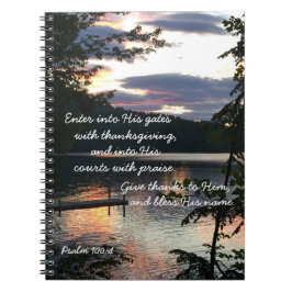 Thanksgiving Psalm 100:4 Squam Sjö Sunrise Photo Anteckningsbok