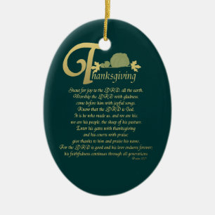 Thanksgiving - Psalm 100 Julgransprydnad Keramik
