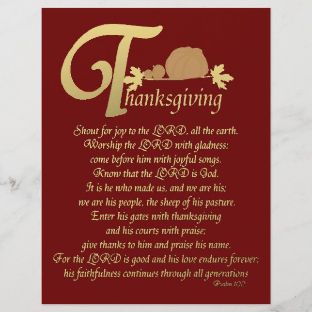 Thanksgiving - Psalm 100 Reklamblad (Framsidan)