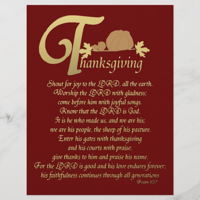 Thanksgiving - Psalm 100 Reklamblad (Framsidan)