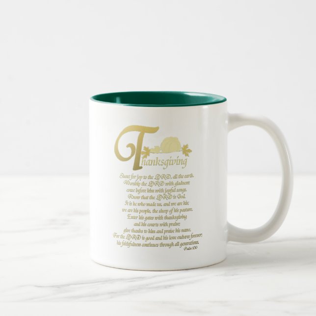 Thanksgiving - Psalm 100 Två-Tonad Mugg (Höger)