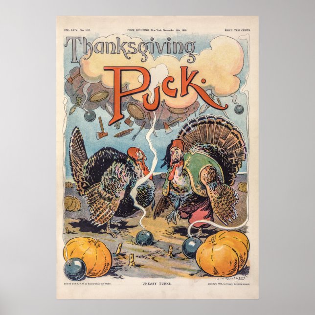 Thanksgiving Puck Vintage Illustration Poster (Framsidan)