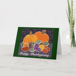 Thanksgiving Pumpkin and Friends Patchwork Helgkort