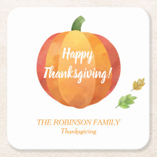 Thanksgiving Pumpkin-Anpassningsbar Underlägg Papper Kvadrat