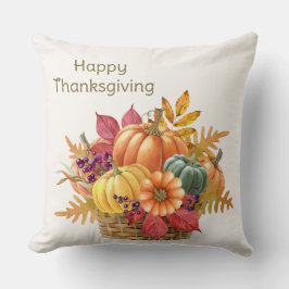Thanksgiving Pumpkin Basket Dekorativ kudde
