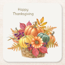 Thanksgiving Pumpkin Basket Papper Underlägg