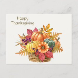 Thanksgiving Pumpkin Basket vykort