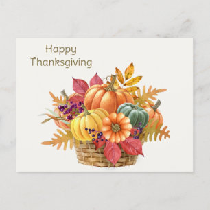 Thanksgiving Pumpkin Basket vykort