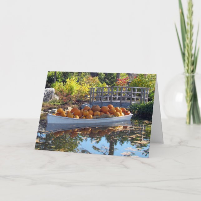 Thanksgiving Pumpkin Boat Greeting Card Helgkort (Framsida)