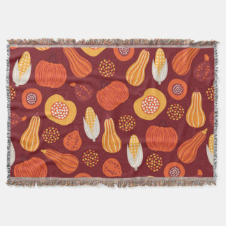Thanksgiving Pumpkin Brown Seamless Mönster. Filt
