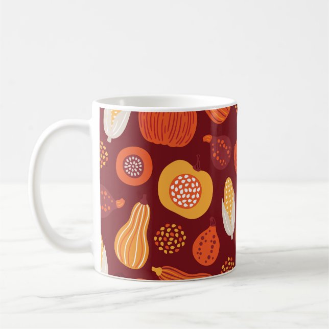 Thanksgiving Pumpkin Brown Seamless Mönster. Kaffemugg (Vänster)
