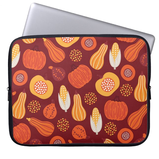 Thanksgiving Pumpkin Brown Seamless Mönster. Laptop Fodral (Framsidan)