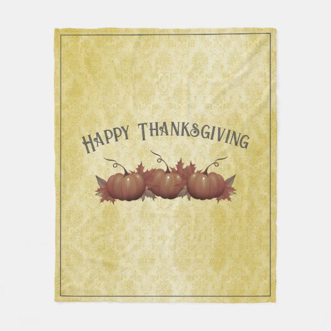 Thanksgiving Pumpkin Damask | GULT Fleecefilt (Framsidan)