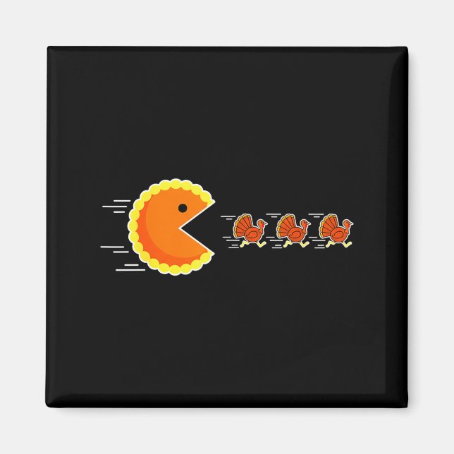 Thanksgiving Pumpkin E Chasing Turkey Gamer Men Wo Magnet (Framsidan)