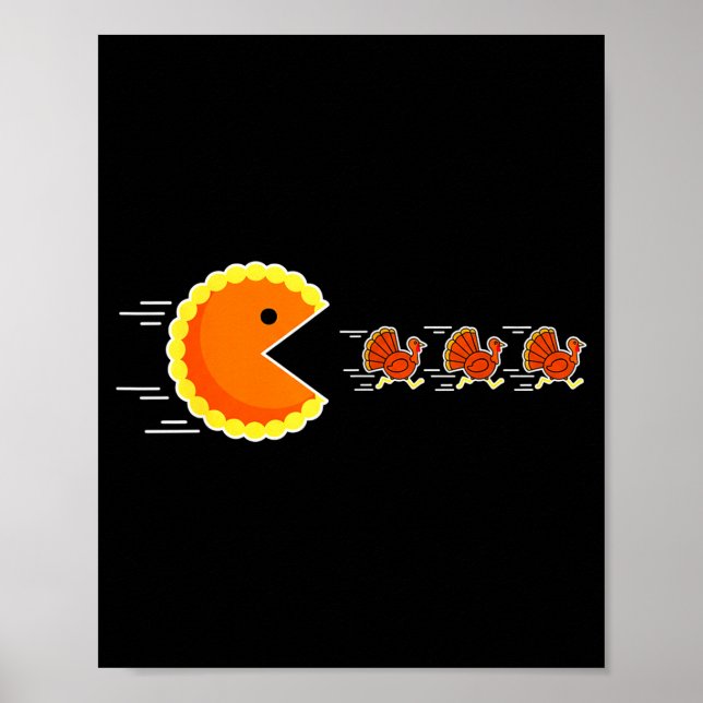 Thanksgiving Pumpkin E Chasing Turkey Gamer Men Wo Poster (Framsidan)