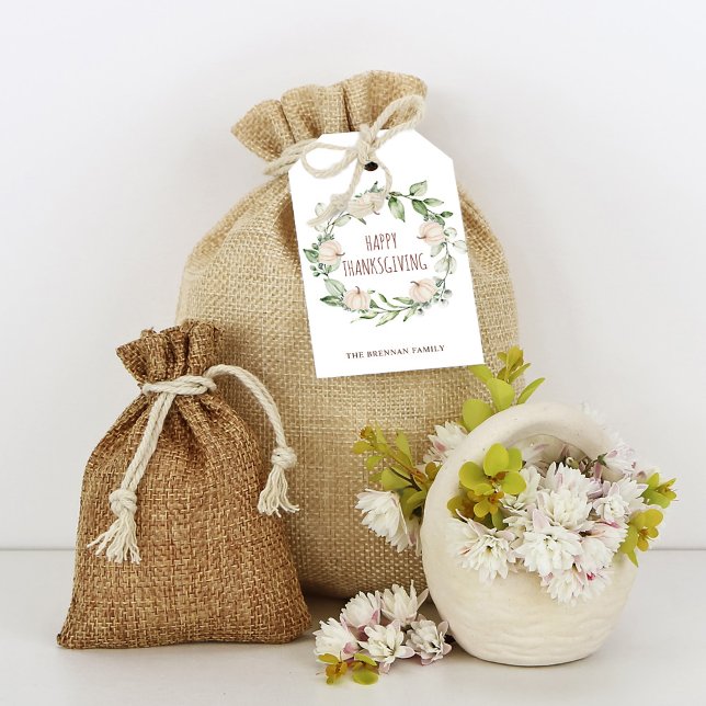 Thanksgiving Pumpkin Fall Greenery Eucalyptus Presentetikett (Thanksgiving Pumpkin Fall Greenery Eucalyptus Gift Tags)