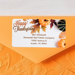 Thanksgiving Pumpkin Fall Löv Returadress Adressetikett