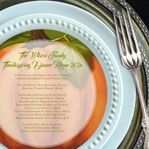 Thanksgiving Pumpkin Family Dinner Round Menu Inbjudningar