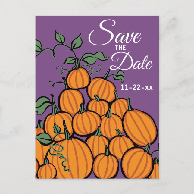 Thanksgiving Pumpkin Harvest Save Date Inbjudan Vykort (Framsida)