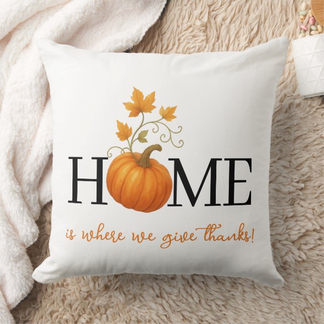 Thanksgiving Pumpkin Home är där vi Ge tackar Kudde (Filt)
