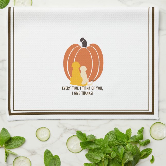 Thanksgiving Pumpkin Hundar Kitchen Towels Kökshandduk (Vikta)