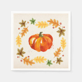 Thanksgiving Pumpkin Löv Watercolor Pappersservett