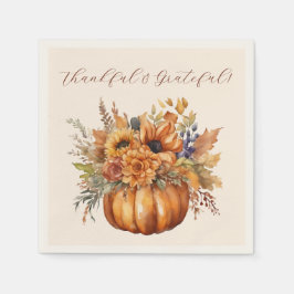 Thanksgiving- Pumpkin med Flowers- Pappersservett
