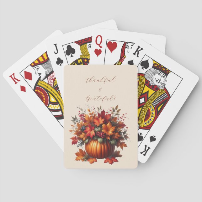 Thanksgiving-Pumpkin med Höst löv Casinokort (Baksidan)