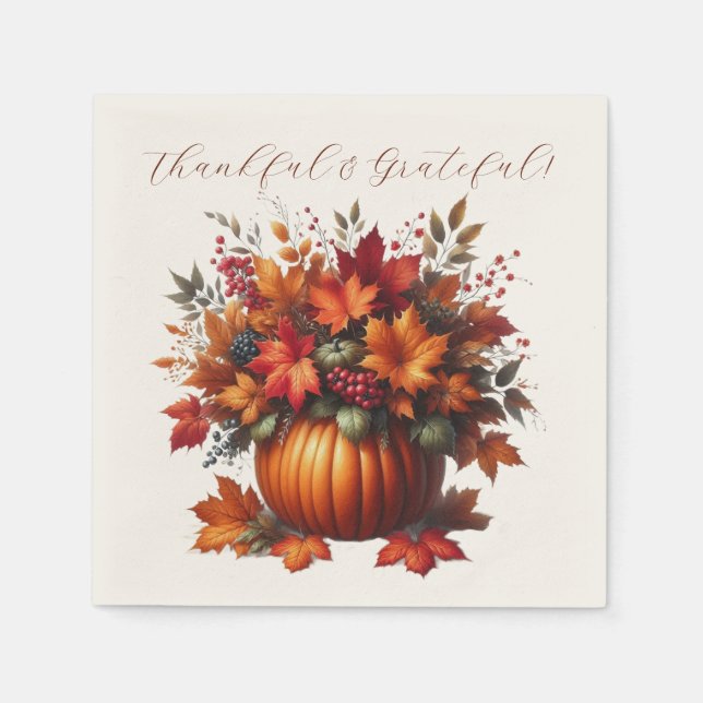 Thanksgiving- Pumpkin med Höst löv Pappersservett (Framsidan)