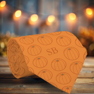 Thanksgiving Pumpkin Mönster Monogram Neck Tie Slips