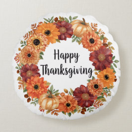 Thanksgiving Pumpkin och blommor hösten Rund Kudde