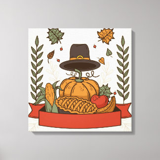 Thanksgiving Pumpkin och höst Canvastryck
