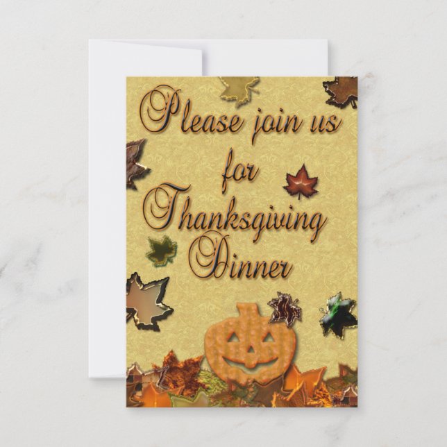 Thanksgiving Pumpkin och Löv Inbjudningar (Framsida)