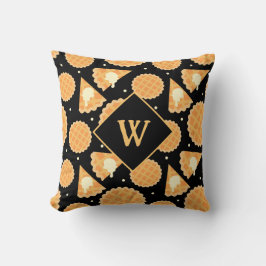 Thanksgiving Pumpkin Paj, mönstrad Monogram Fall Kudde