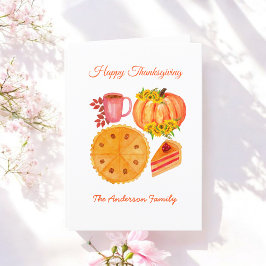 Thanksgiving Pumpkin Paj Orange White Helgkort