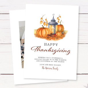 Thanksgiving Pumpkin Photo Helgdag Card Julkort