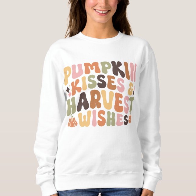 Thanksgiving Pumpkin Retro Groovy T Shirt (Framsida)