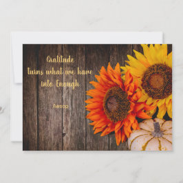 Thanksgiving Pumpkin Solros Gratitude Flat Julkort