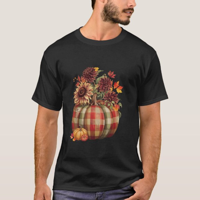 Thanksgiving Pumpkin Solrosblomma hösten Helgdag T Shirt (Framsida)