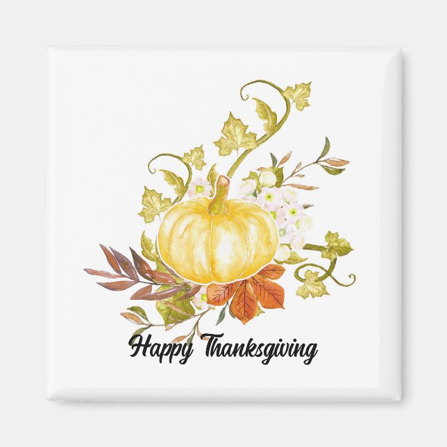 Thanksgiving Pumpkin Square Magnet (Framsidan)