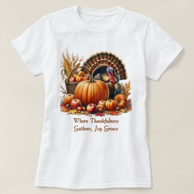 Thanksgiving Pumpkin Turkiet T Shirt (Design framsida)
