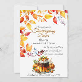 Thanksgiving Pumpkin Watercolor Höst Inbjudningar