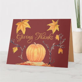 Thanksgiving Pumpkin Watercolor Kort